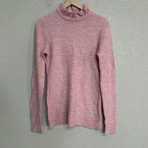 J.Crew Pink Ruffle Mock Neck Sweater Alpaca Blend Long Sleeve Women’s M